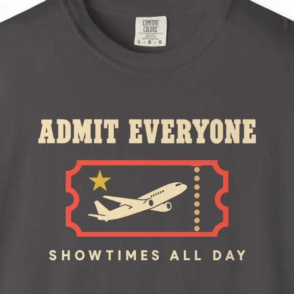 Admit Everyone Tee in Graphite, close-up