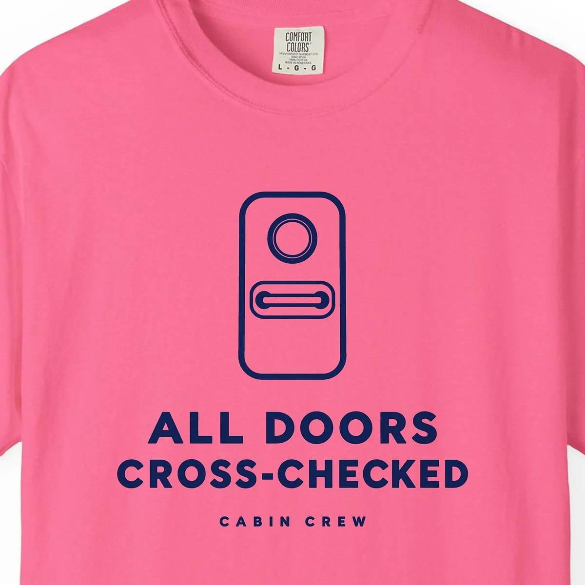 All Doors Cross-Checked Tee in Crunchberry, close-up