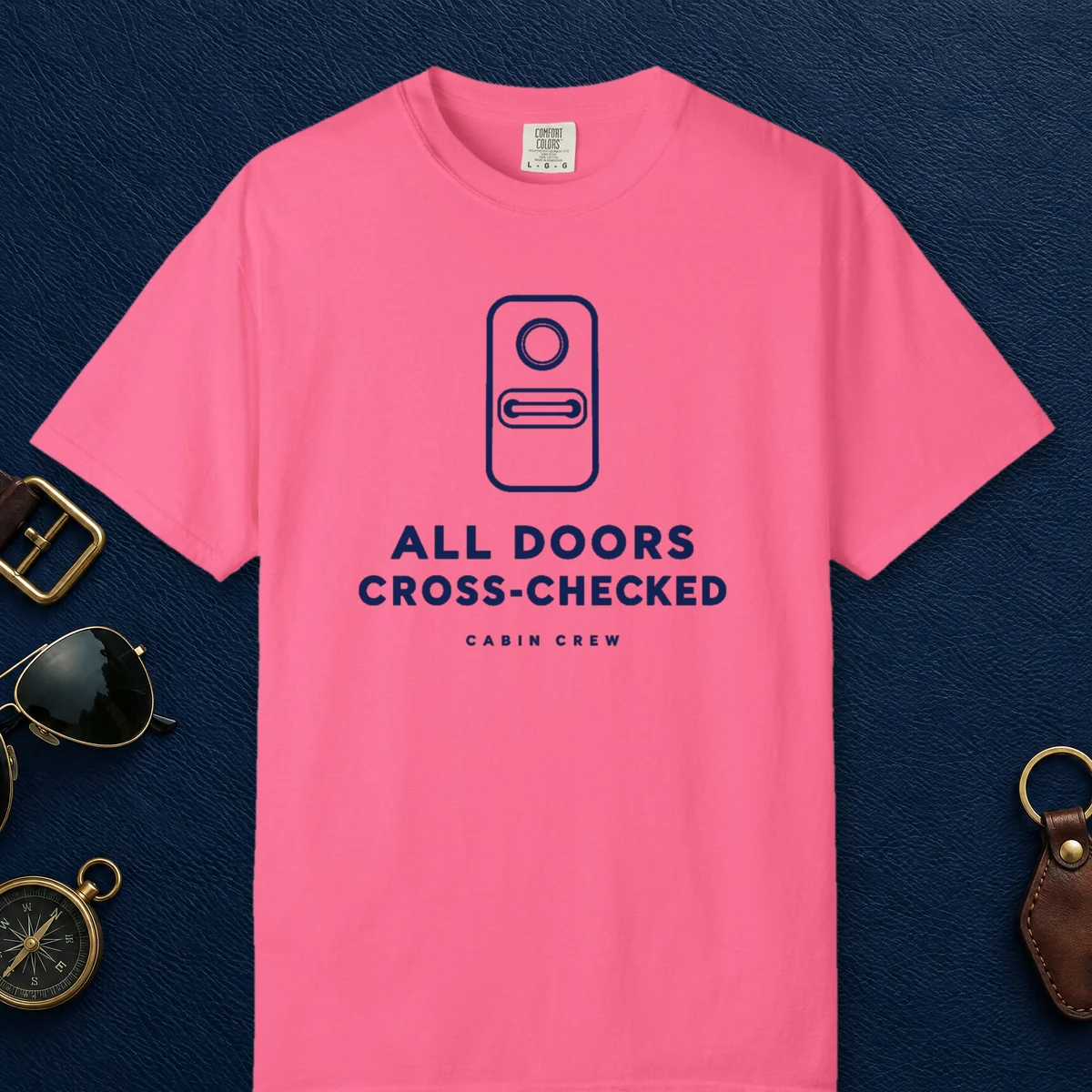 All Doors Cross-Checked Tee in Crunchberry, front view