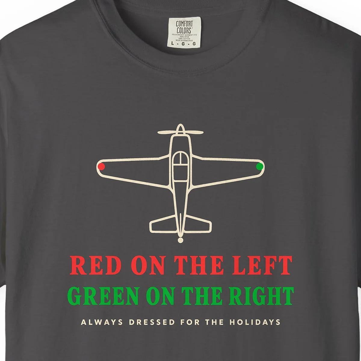 Always Dressed for the Holidays Tee in Graphite, close-up