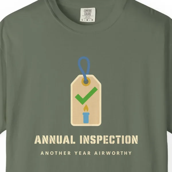 annual-inspection-tee-moss-chest Annual Inspection Tee in Moss, close-up