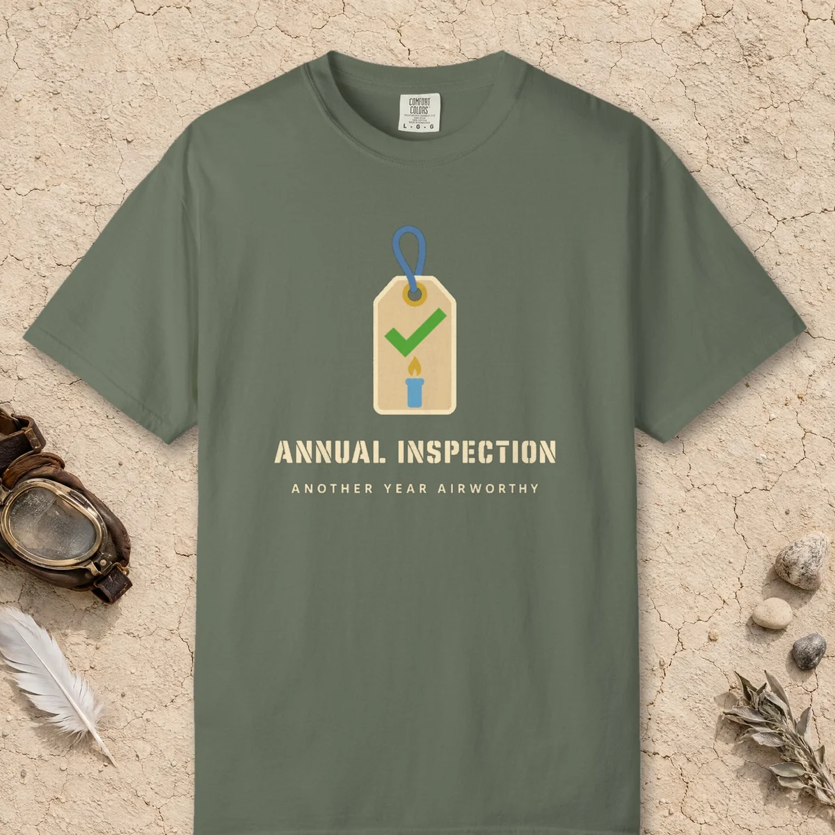 Annual Inspection Tee in Moss, front view