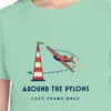 around-the-pylons-kids-tee-island-reef-chest Close-up of the Around the Pylons design on the Island Reef kids tee, Comfort Colors 9018 youth tee, with the neckline