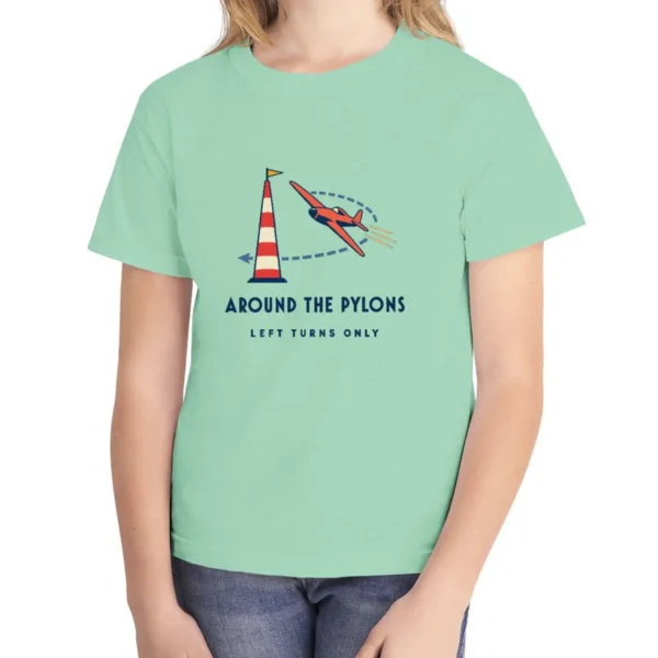 around-the-pylons-kids-tee-island-reef-front Around the Pylons kids tee in Island Reef, Comfort Colors 9018 youth tee, front view