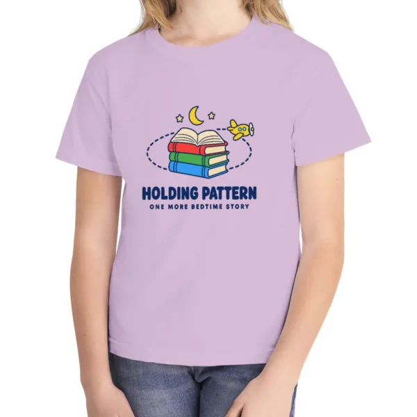 Bedtime Holding Pattern kids tee in Orchid, Comfort Colors 9018 youth tee, front view