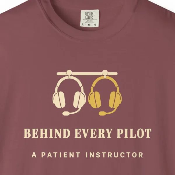 behind-every-pilot-tee-brick-chest Behind Every Pilot Tee in Brick, close-up