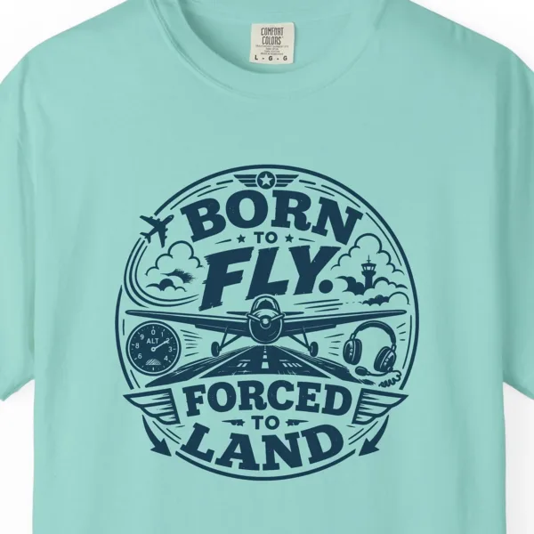 Born to Fly Roundel Tee in Chalky Mint, close-up