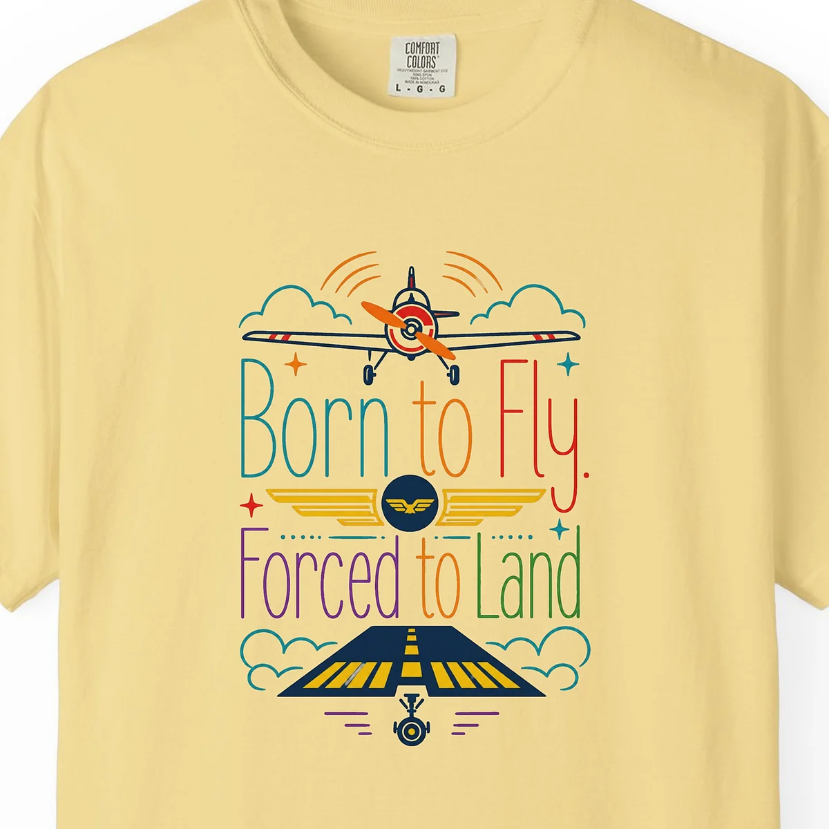 Born to Fly Wings Tee in Butter, close-up