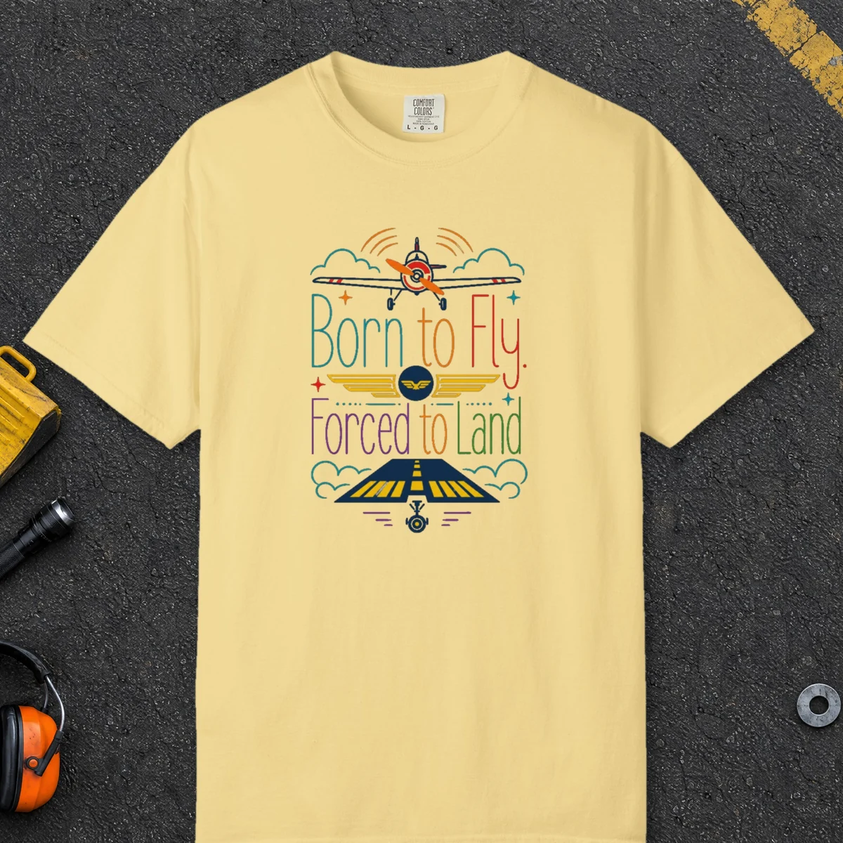 Born to Fly Wings Tee in Butter, front view