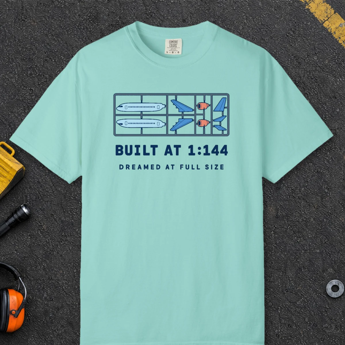Built at 1:144 Tee in Chalky Mint, front view