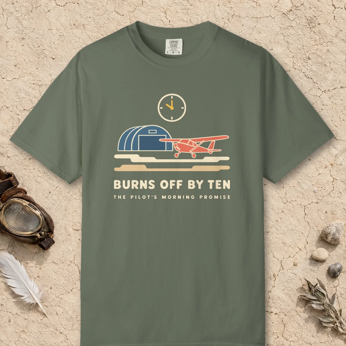 Burns Off by Ten Tee in Moss, front view