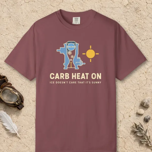 carb-heat-on-tee-brick-front Carb Heat On Tee in Brick, front view