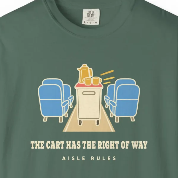 cart-has-the-right-of-way-tee-blue-spruce-chest Cart Has the Right of Way Tee in Blue Spruce, close-up
