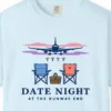 Chairs at the Runway End Tee in Chambray, close-up