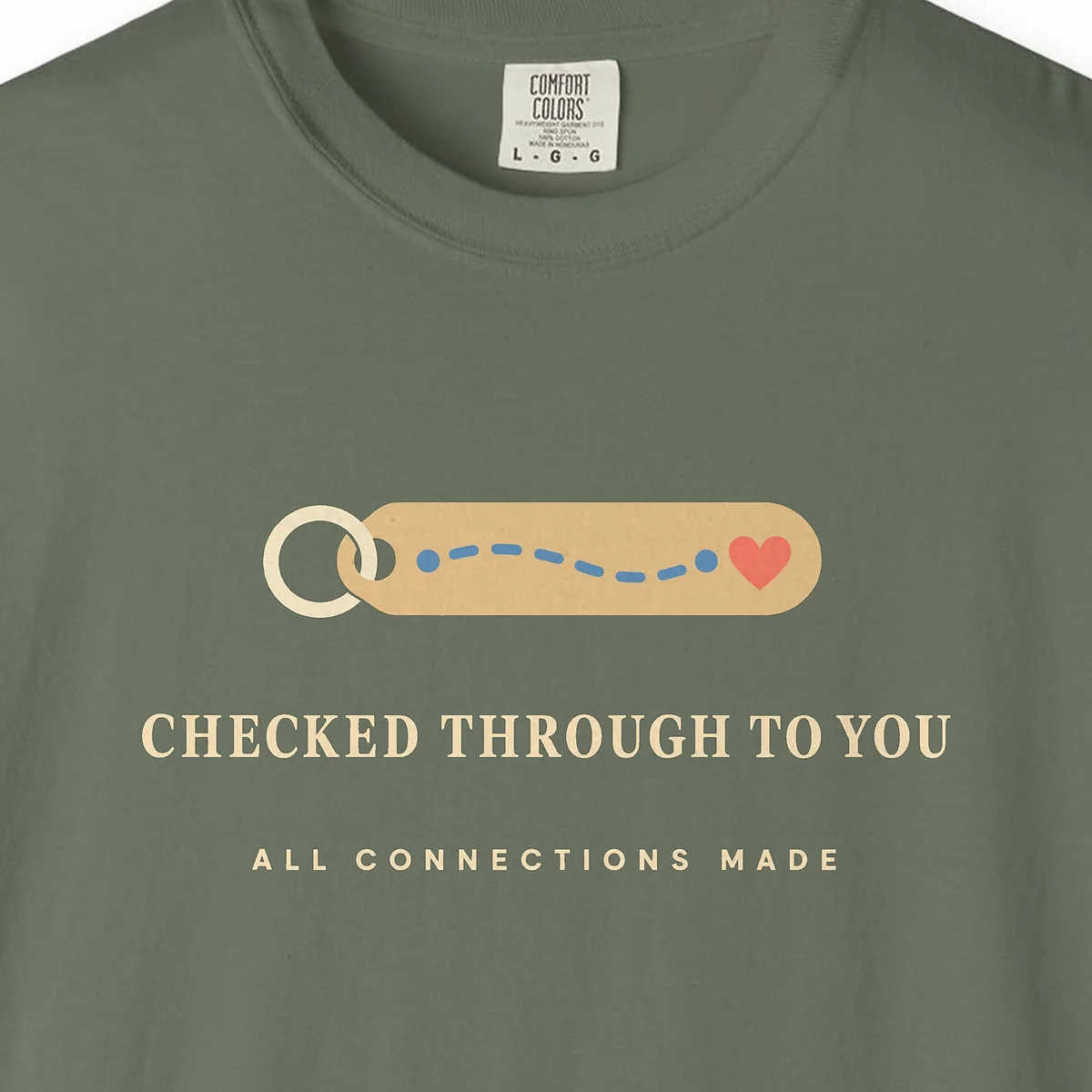 Checked Through to You Tee in Moss, close-up