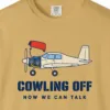 cowling-off-tee-mustard-chest Cowling Off Tee in Mustard, close-up