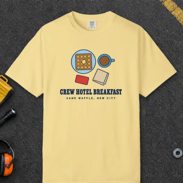 crew-hotel-breakfast-tee-butter-front Crew Hotel Breakfast Tee in Butter, front view