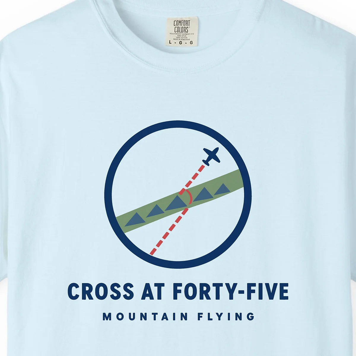 cross-at-forty-five-tee-chambray-chest Cross at Forty-Five Tee in Chambray, close-up
