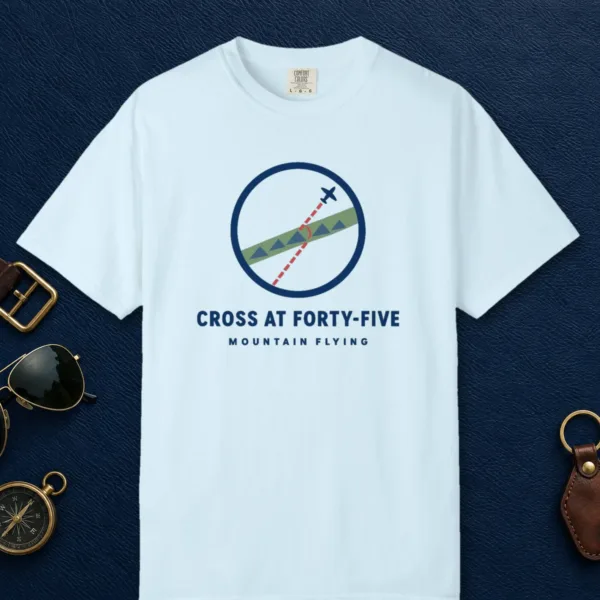 cross-at-forty-five-tee-chambray-front Cross at Forty-Five Tee in Chambray, front view