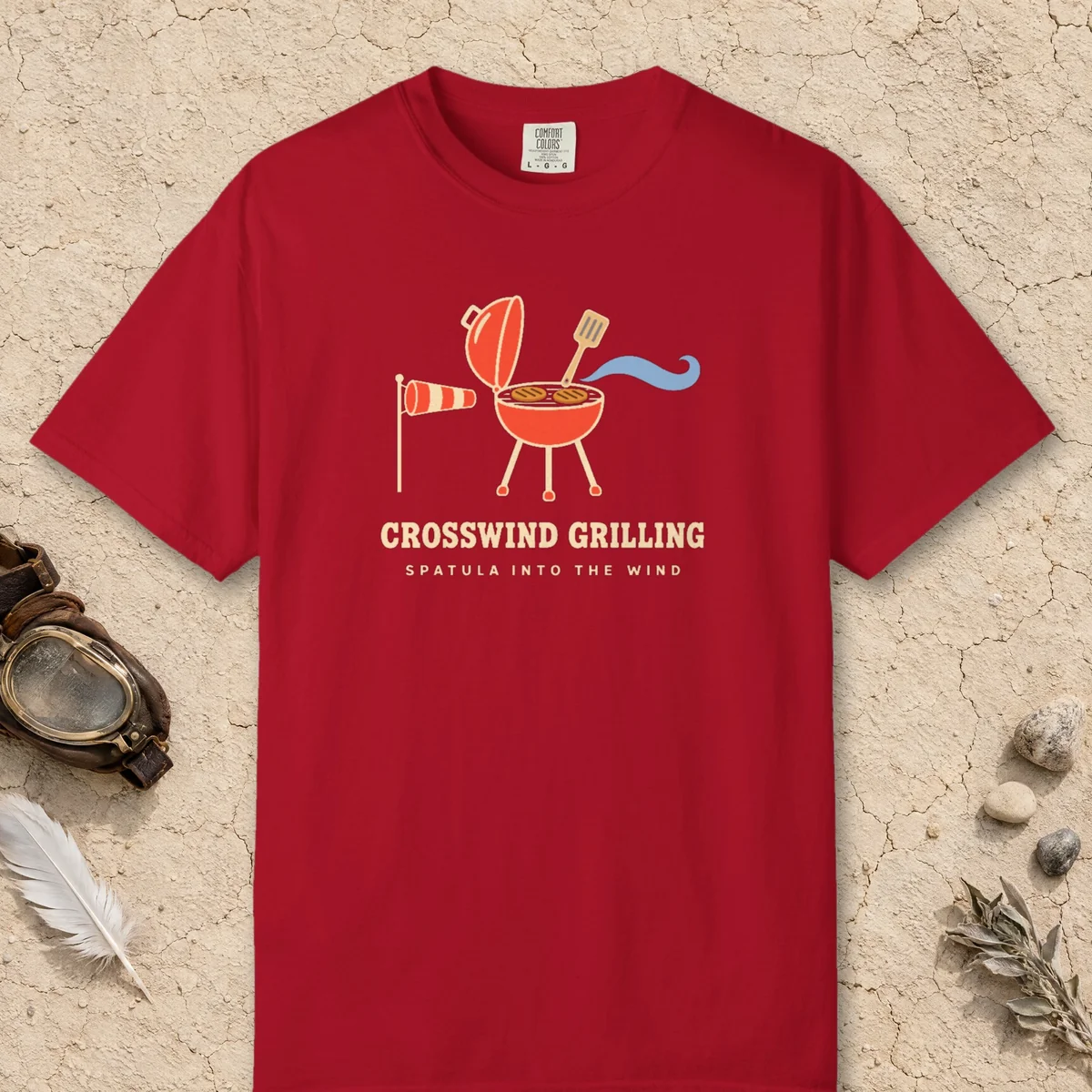 Crosswind Grilling Tee in Red, front view