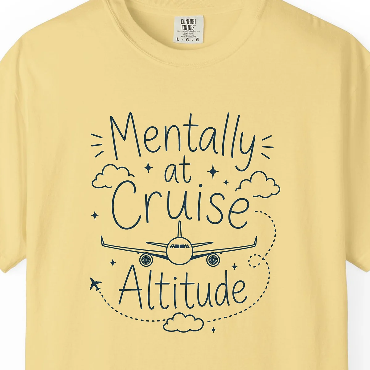 Cruise Altitude Airliner Tee in Butter, close-up