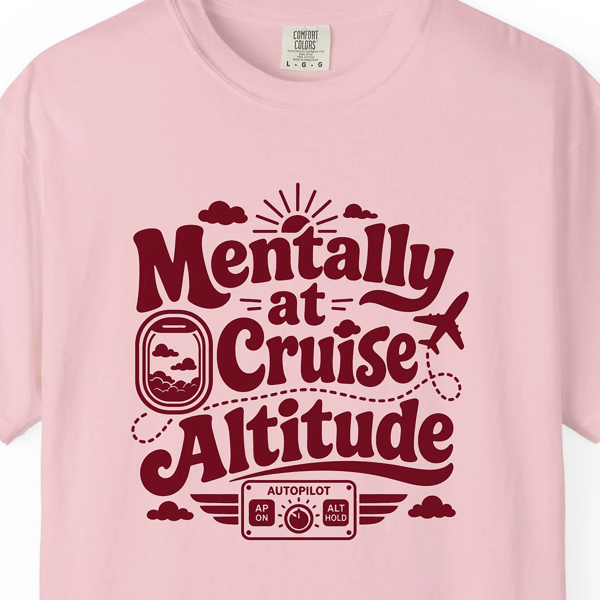 Cruise Altitude Autopilot Tee in Blossom, close-up