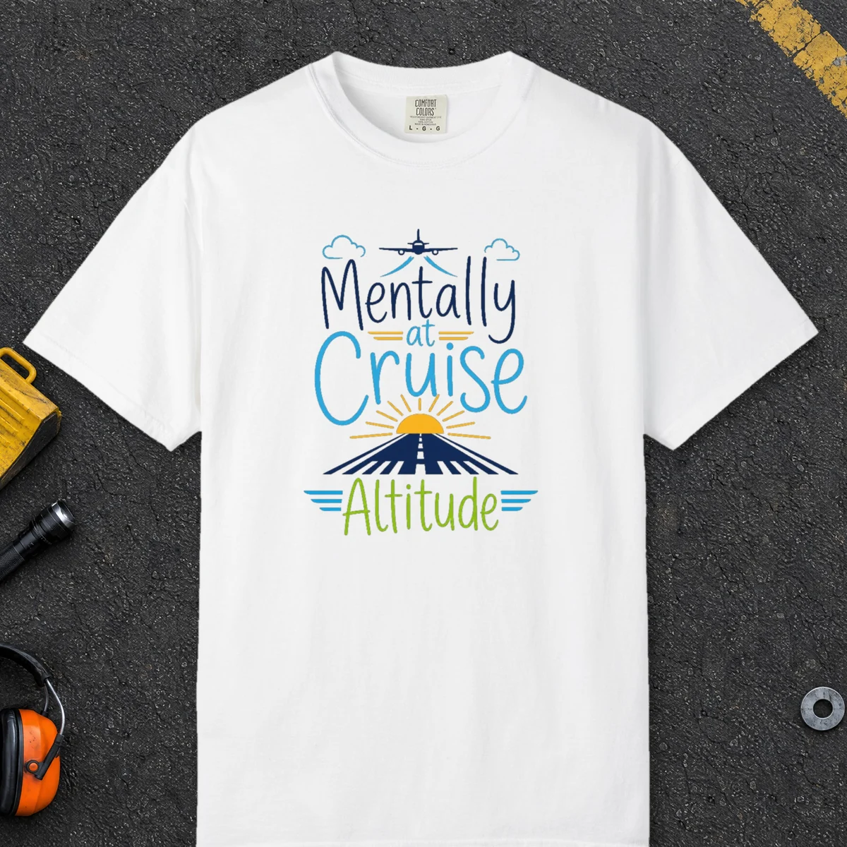 Cruise Altitude Sunrise Tee in White, front view