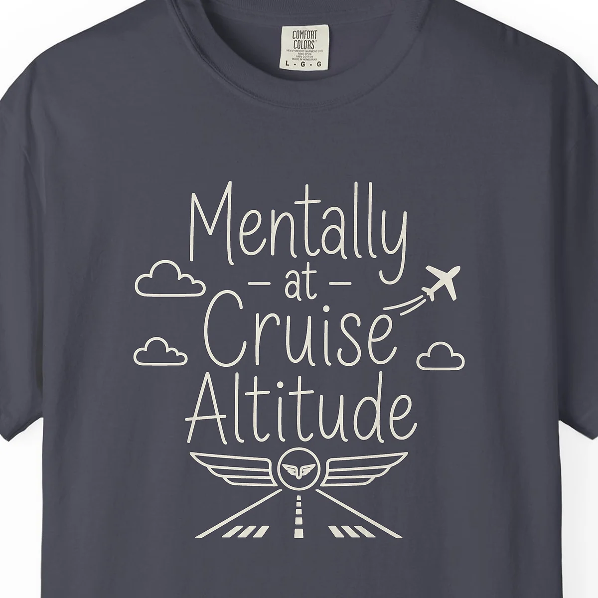 Cruise Altitude Wings Night Tee in Navy, close-up