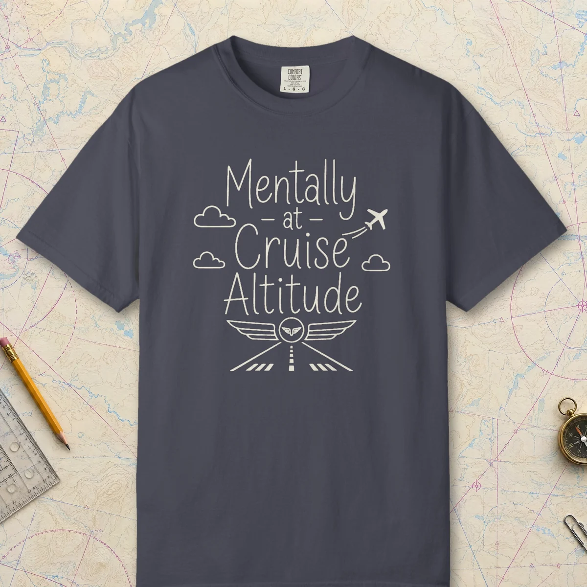 Cruise Altitude Wings Night Tee in Navy, front view