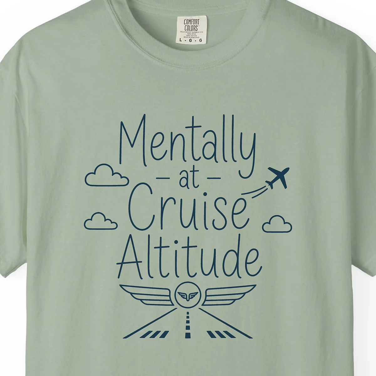 Cruise Altitude Wings Tee in Bay, close-up