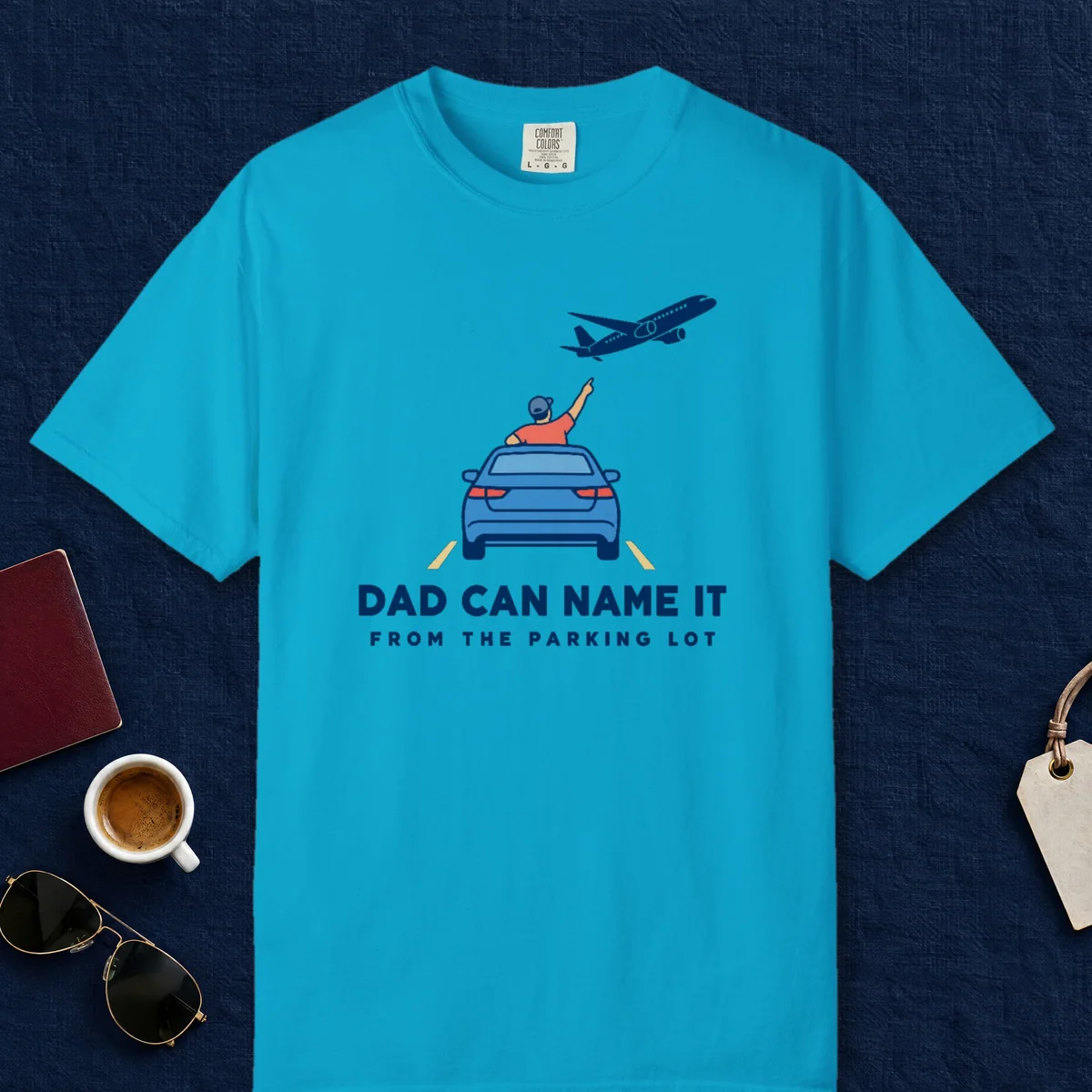 Dad Can Name It Tee in Sapphire, front view