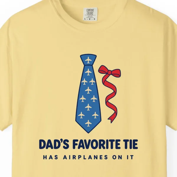 Dad's Favorite Tie Tee in Butter, close-up