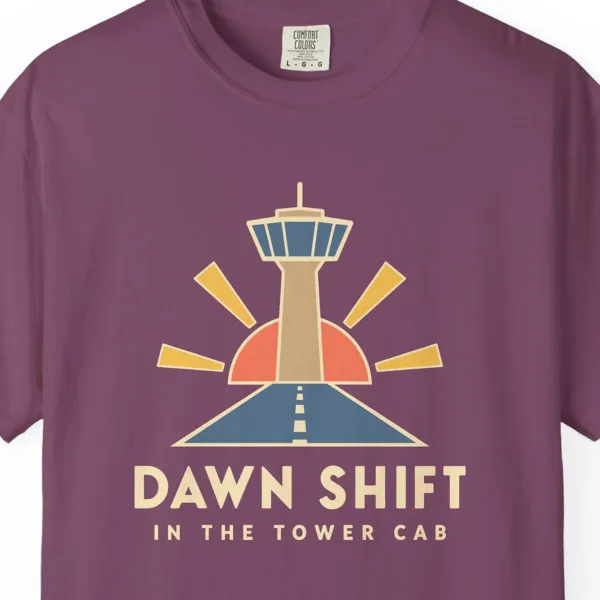 Dawn Shift Tower Tee in Berry, close-up