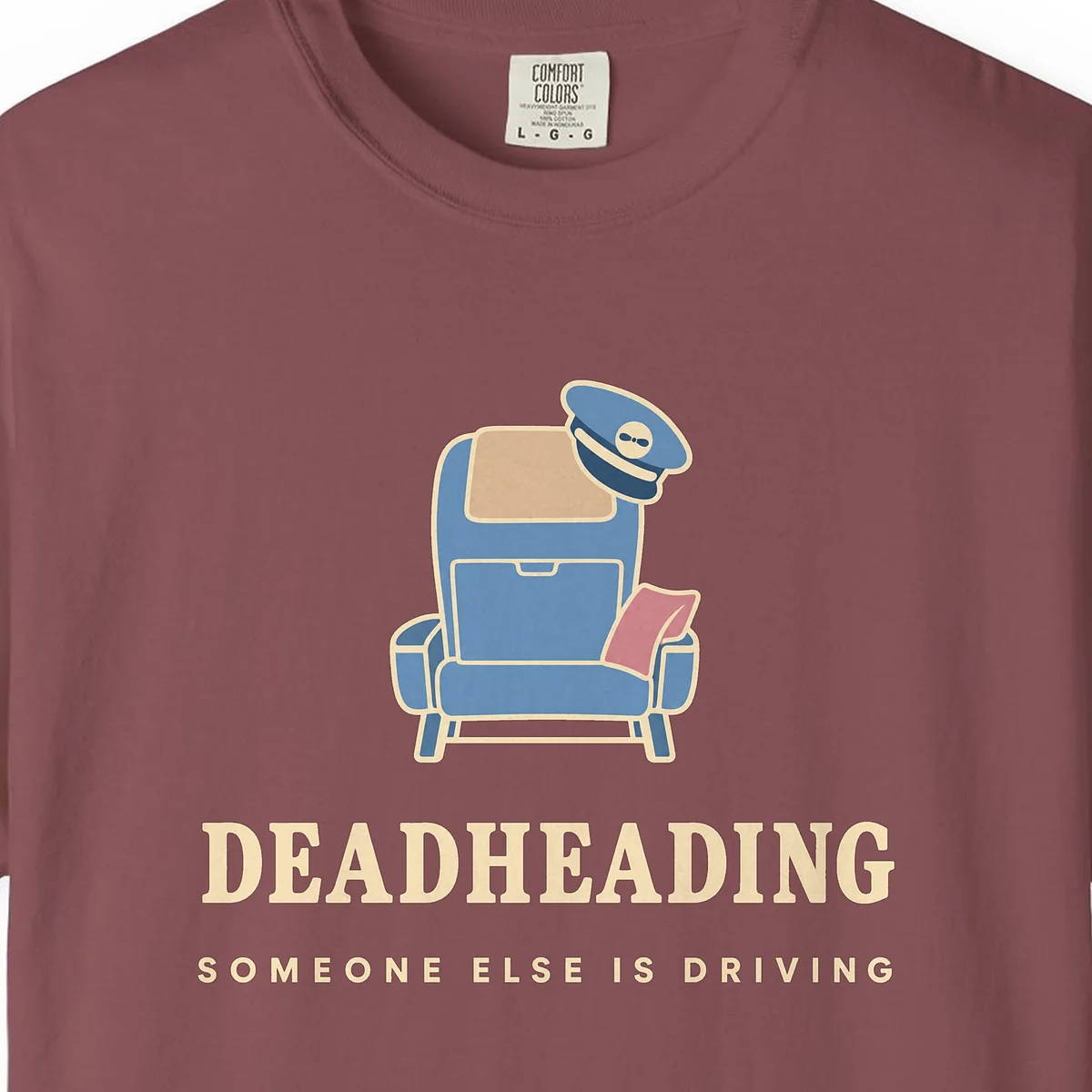 Deadheading Tee in Brick, close-up