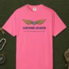 Deco Wings Tee in Crunchberry, front view