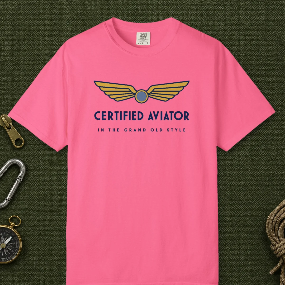 Deco Wings Tee in Crunchberry, front view