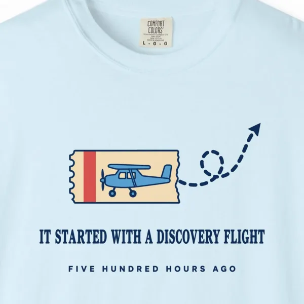 Discovery Flight Tee in Chambray, close-up
