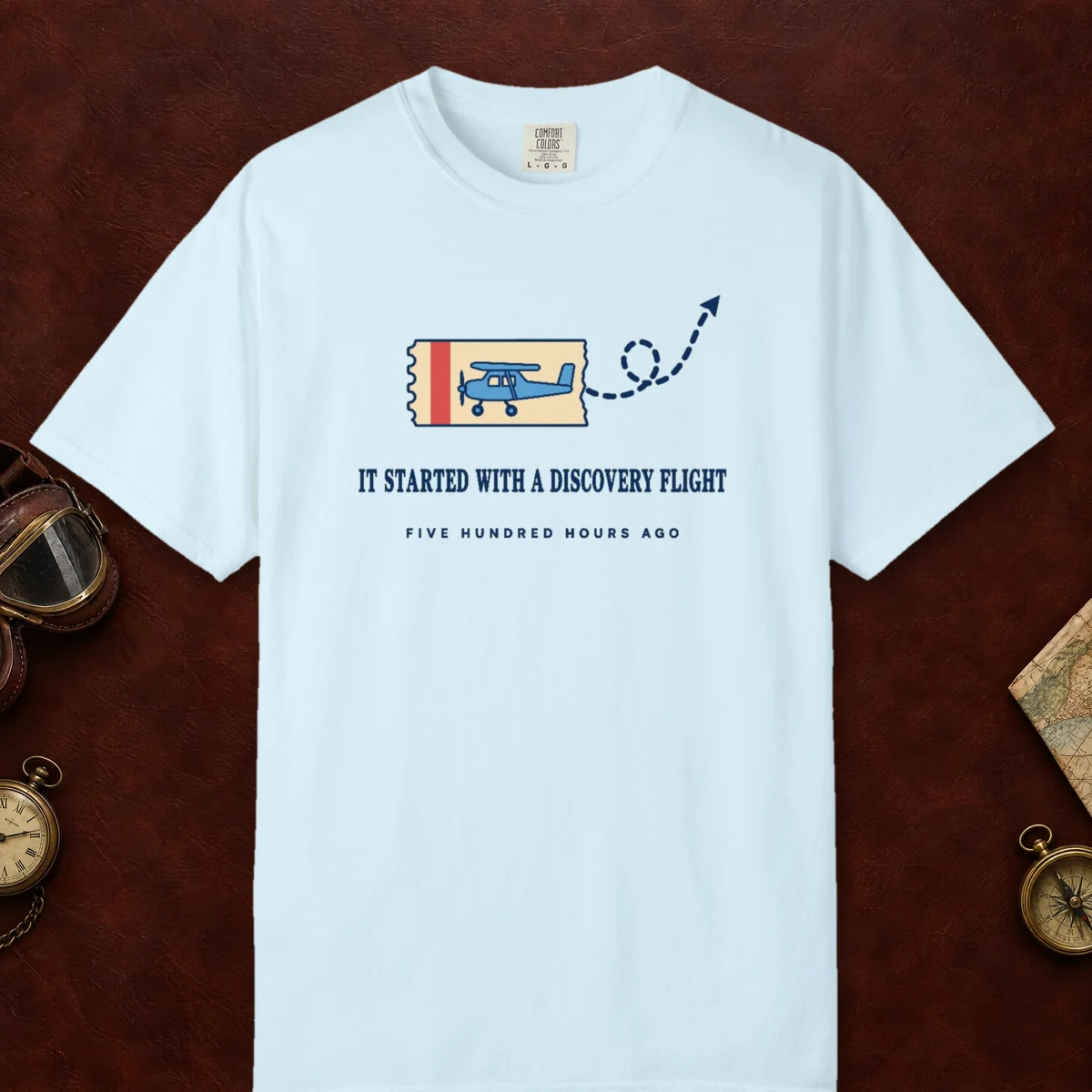 Discovery Flight Tee in Chambray, front view