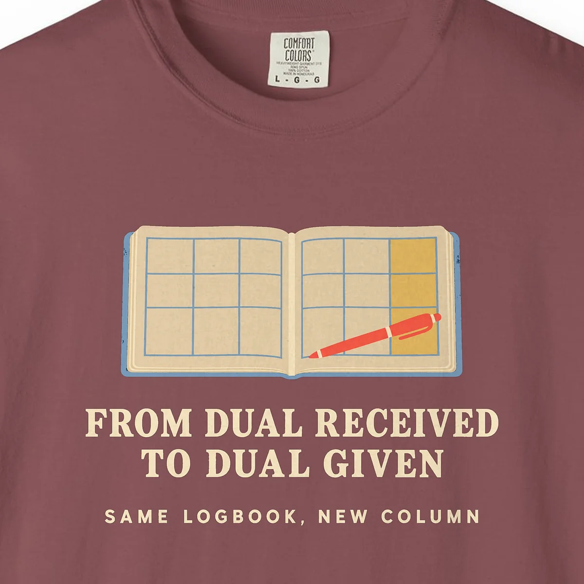 Dual Given Tee in Brick, close-up