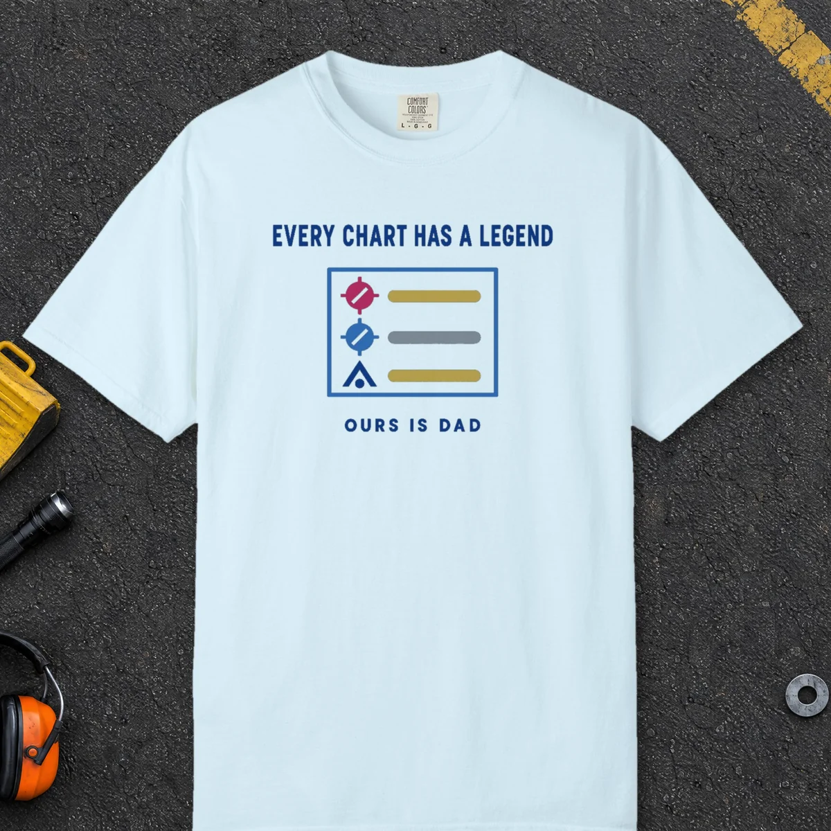 Every Chart Has a Legend Tee in Chambray, front view
