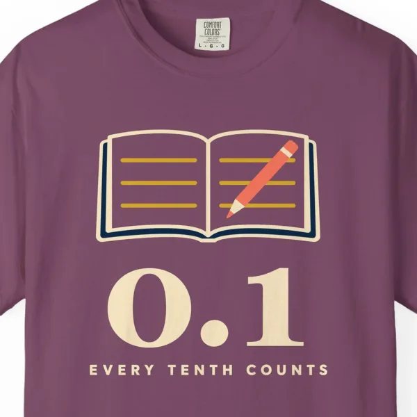every-tenth-counts-tee-berry-chest Every Tenth Counts Tee in Berry, close-up