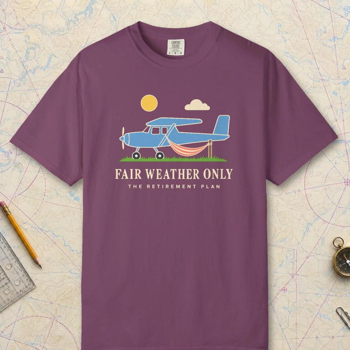 Fair Weather Only Tee in Berry, front view