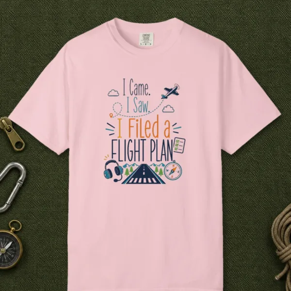 filed-a-flight-plan-mountain-runway-tee-blossom-front Filed a Flight Plan Mountain Runway Tee in Blossom, front view