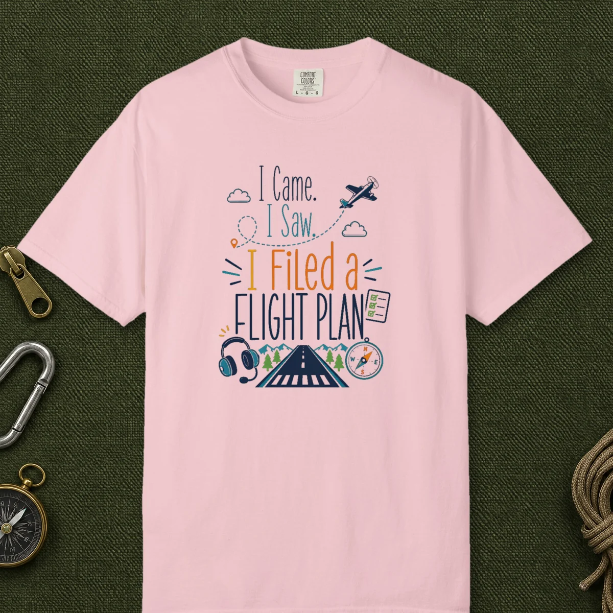 Filed a Flight Plan Mountain Runway Tee in Blossom, front view