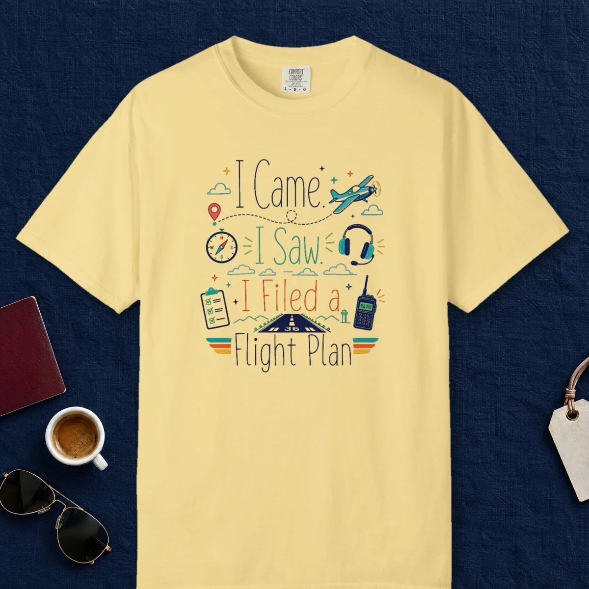 Filed a Flight Plan Sketchbook Tee in Butter, front view
