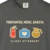 firefighter-medic-barista-tee-pepper-chest Firefighter Medic Barista Tee in Pepper, close-up