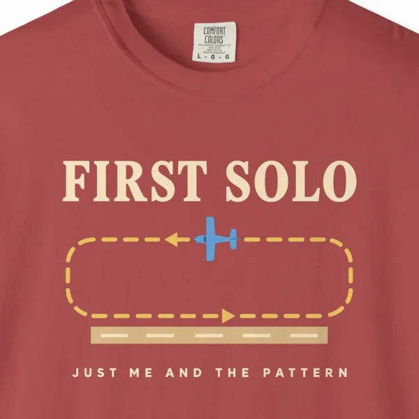First Solo Pattern Tee in Crimson, close-up