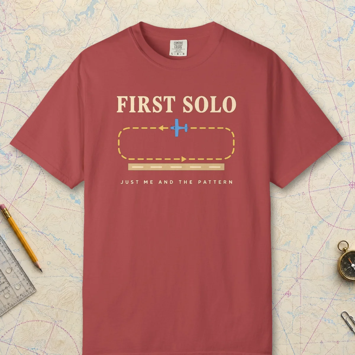 First Solo Pattern Tee in Crimson, front view