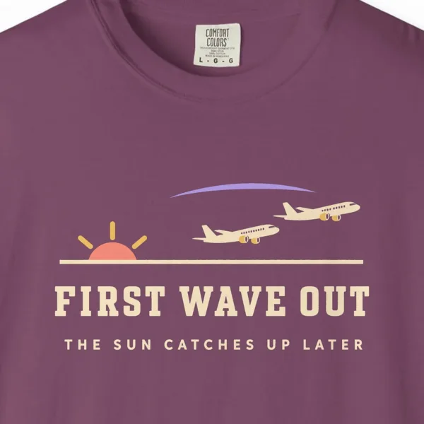 First Wave Out Tee in Berry, close-up