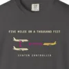 Five Miles or a Thousand Feet Tee in Graphite, close-up